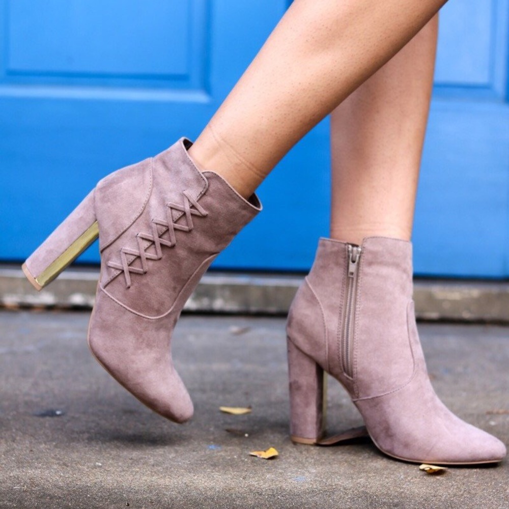 Taupe suede ankle boots